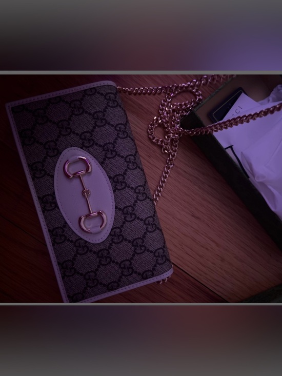 Gucci Handbags - Monogram GG Supreme Chain Wallet in Beige with Gold Hardware